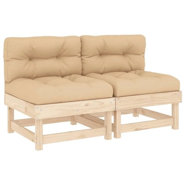 vidaXL Mittelsofas mit Kissen 2 Stk Massivholz Kiefer 825457