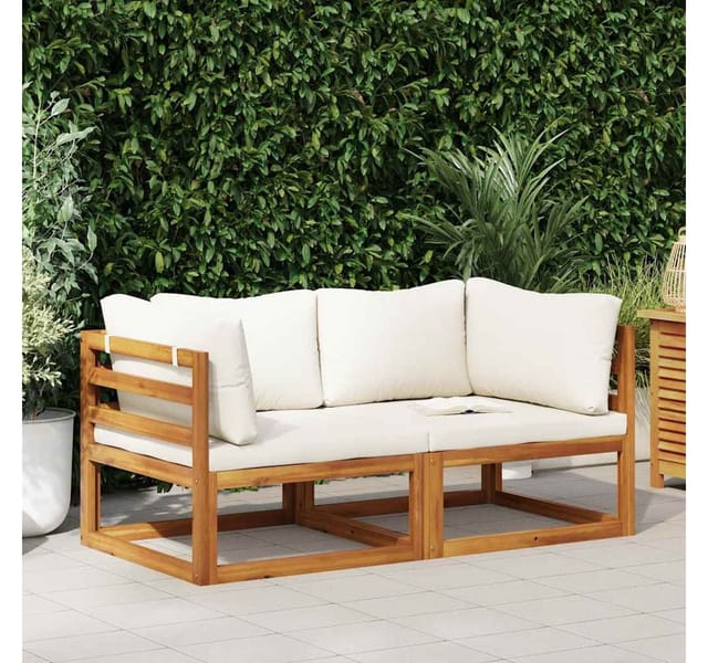 vidaXL Modulare Ecksofas 2 Stk mit Auflagen Cremeweiß 311853