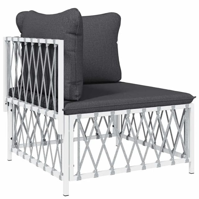 vidaXL Garten-Ecksofa mit Kissen Weiß Gewebe 364138