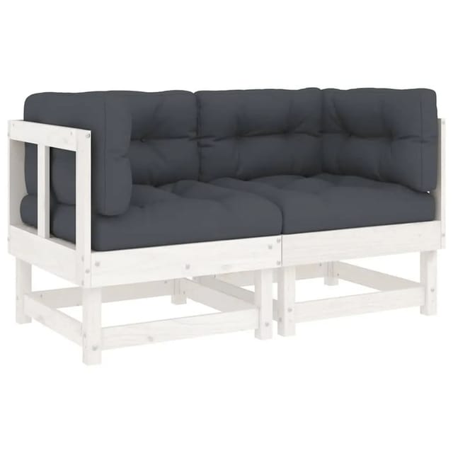 vidaXL Ecksofas mit Kissen 2 Stk Weiß Massivholz Kiefer 825451