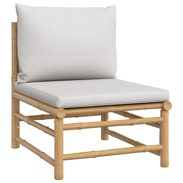 vidaXL Garten-Mittelsofa mit Hellgrauen Kissen Bambus 362279