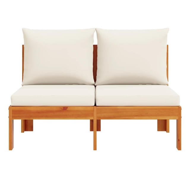 vidaXL Gartensofa ohne Armlehnen mit Kissen 2-Sitzer Massivholz Akazie 367625