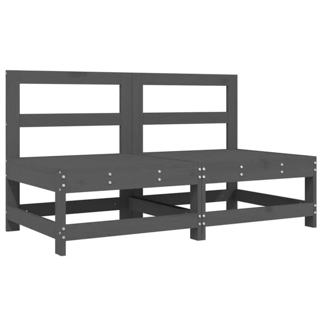 vidaXL Garten-Mittelsofas 2 Stk Grau Massivholz Kiefer 825515