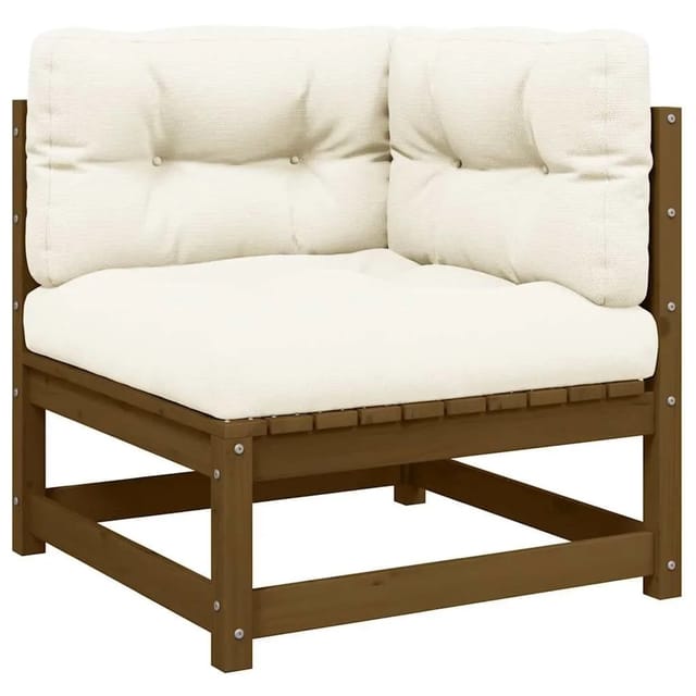 vidaXL Garten-Ecksofa mit Creme Kissen Massivholz Kiefer 805718