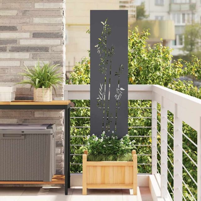 vidaXL Garten Sichtschutz-Leinwand Floral Anthrazit 32 x 140 cm 876226