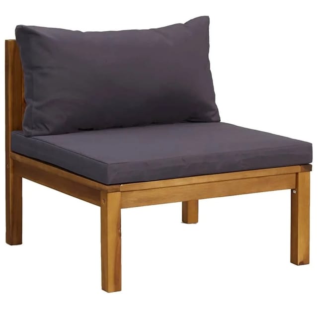 vidaXL Modulares Mittelsofa mit Dunkelgrauen Kissen Massivholz Akazie 316288