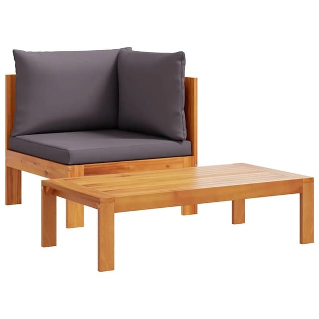 vidaXL 2 Tlg Garten-Sofa-Set mit Kissen Massivholz Akazie 367632