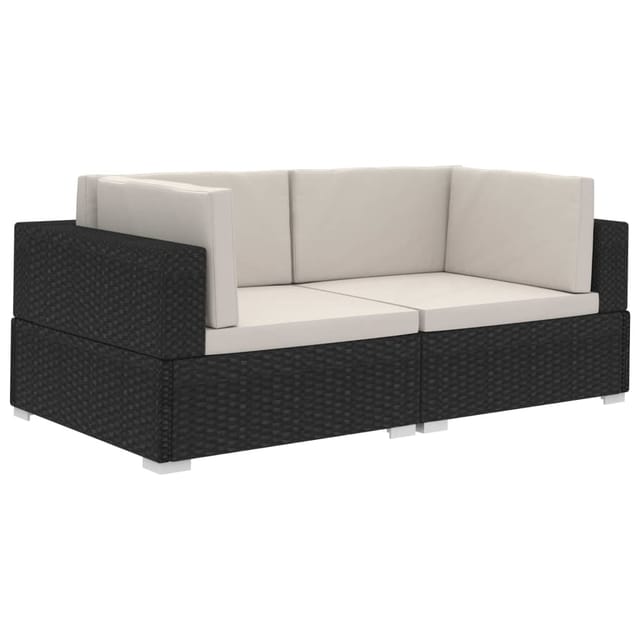vidaXL Ecksofas 2 Stk mit Auflagen Poly Rattan Schwarz 47260
