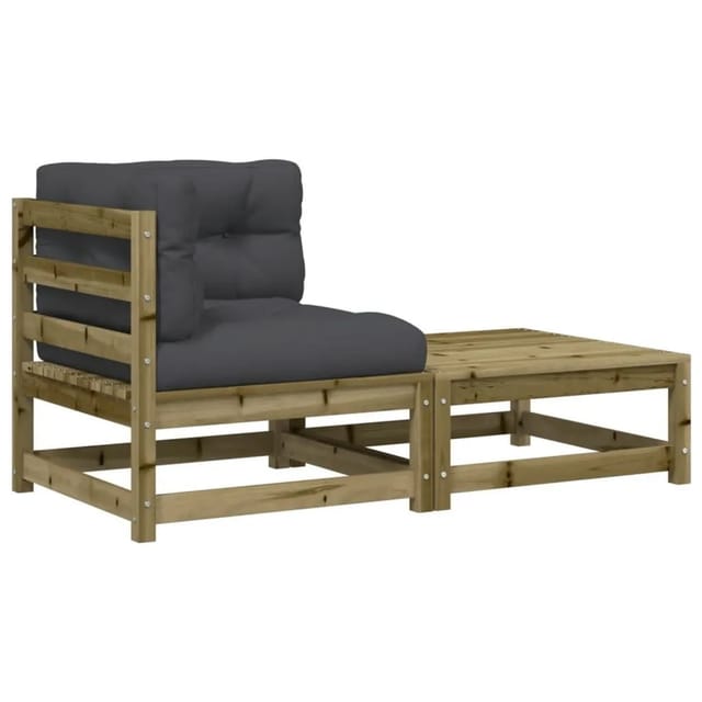 vidaXL Garten-Ecksofa mit Kissen und Hocker 838116