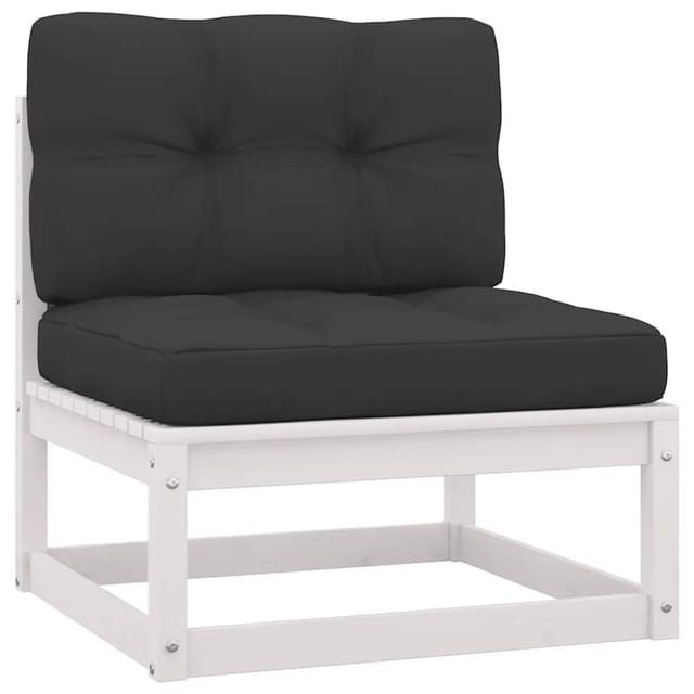 vidaXL Garten-Mittelsofa mit Anthrazit Kissen Weiß Massivholz Kiefer 805721
