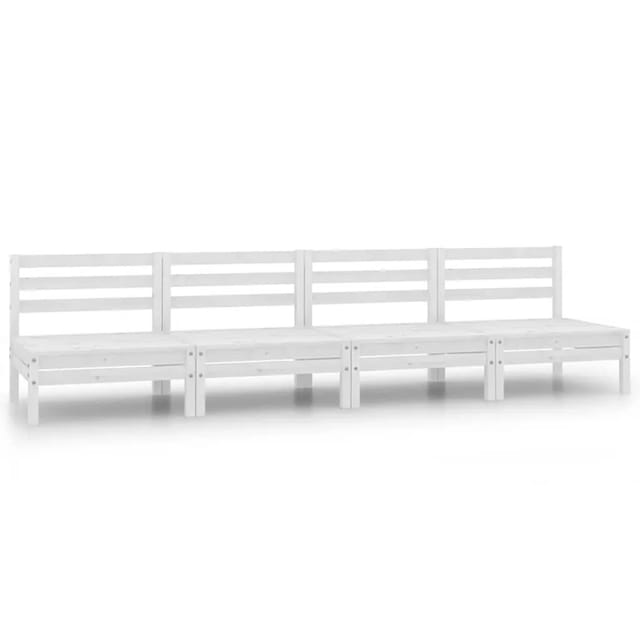 vidaXL Garten-Mittelsofas 4 Stk Weiß Kiefer Massivholz 806593