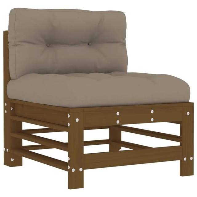 vidaXL Mittelsofa mit Kissen Honigbraun Massivholz Kiefer 825663
