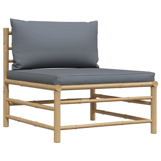 vidaXL Garten-Mittelsofa mit Dunkelgrauen Kissen Bambus 313154