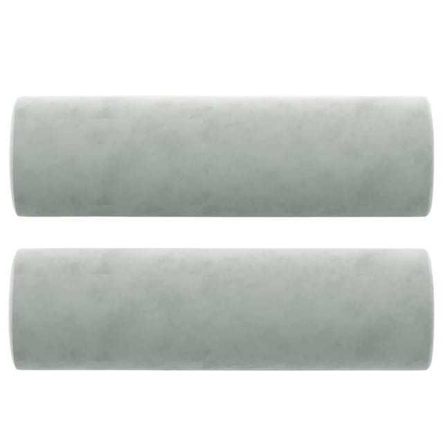 vidaXL Zierkissen 2 Stk Hellgrau Ø15x50 cm Samt 349509