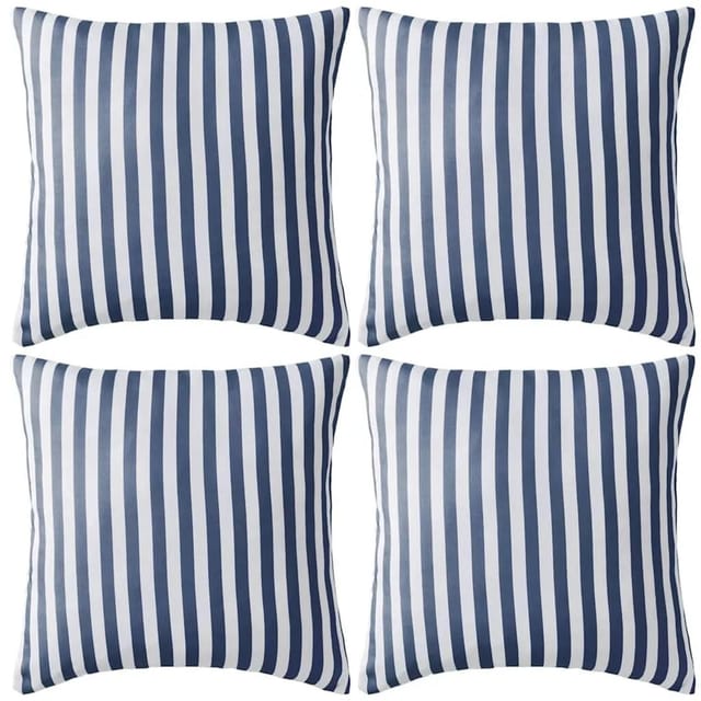 vidaXL Gartenkissen 4 Stk Streifenmuster 45 x 45 cm Marineblau 132307