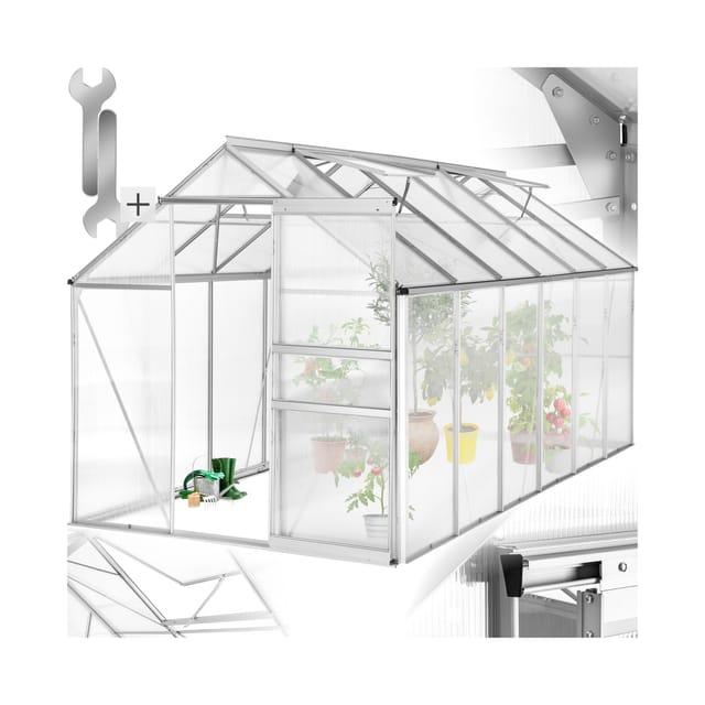 Tectake Gewächshaus 11 13 M³ Aluminiumrahmen 375 x 185 x 195 cm Transparent