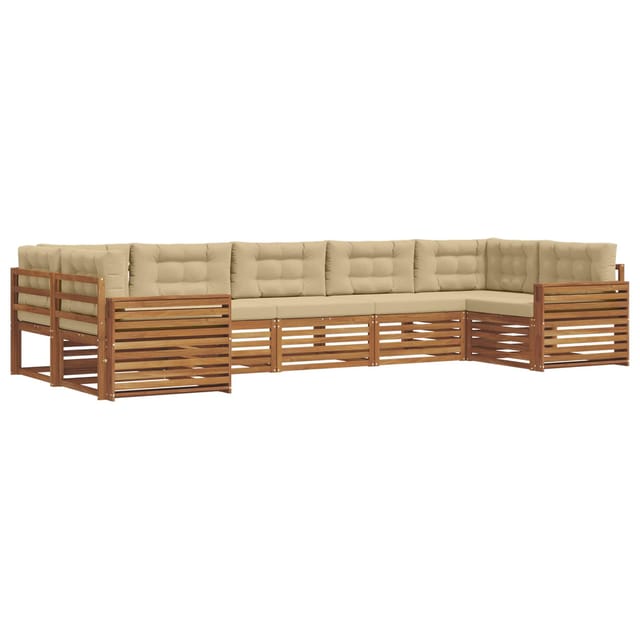 vidaXL Sofagarnituren 7 Tlg Natur und Beige Massivholz Akazie 3374068