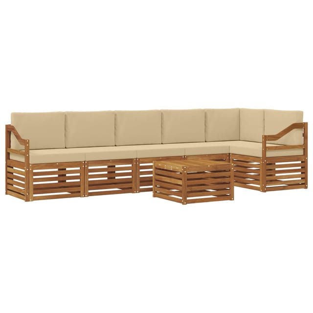 vidaXL Sofagarnituren 7 Tlg Natur und Beige Massivholz Akazie 3374948