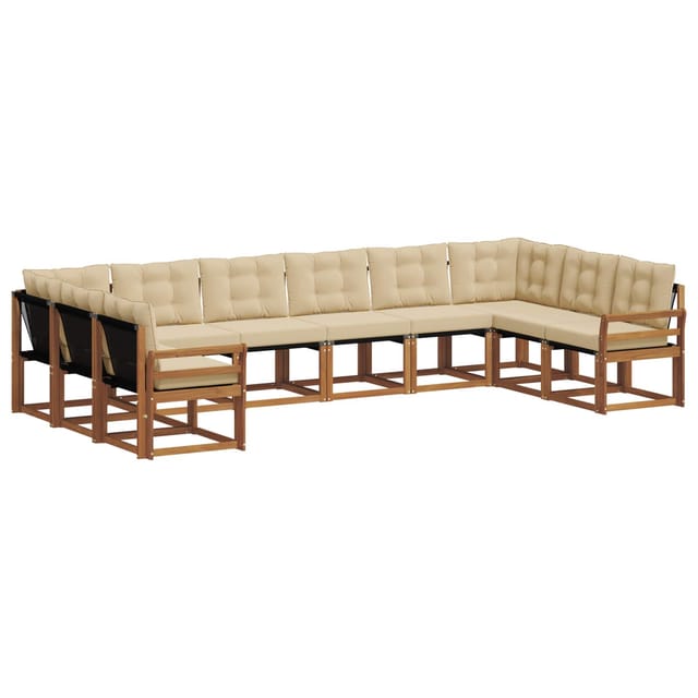 vidaXL Outdoor-Sofagarnitur mit Kissen 10-Tlg Natur und Beige 3369100