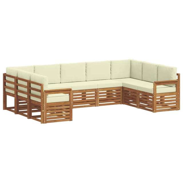 vidaXL Sofagarnituren 9 Tlg Natur und Creme Massivholz Akazie 3375465