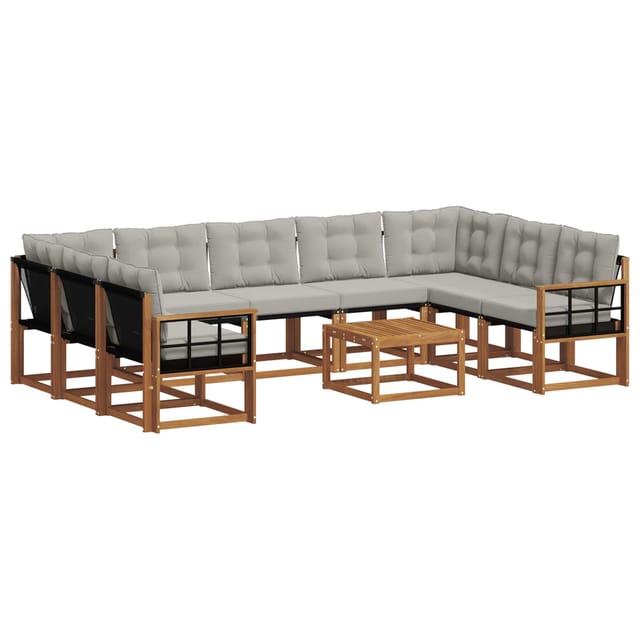 vidaXL Outdoor-Sofagarnitur mit Kissen 30-Tlg Natur und Hellgrau 3369078