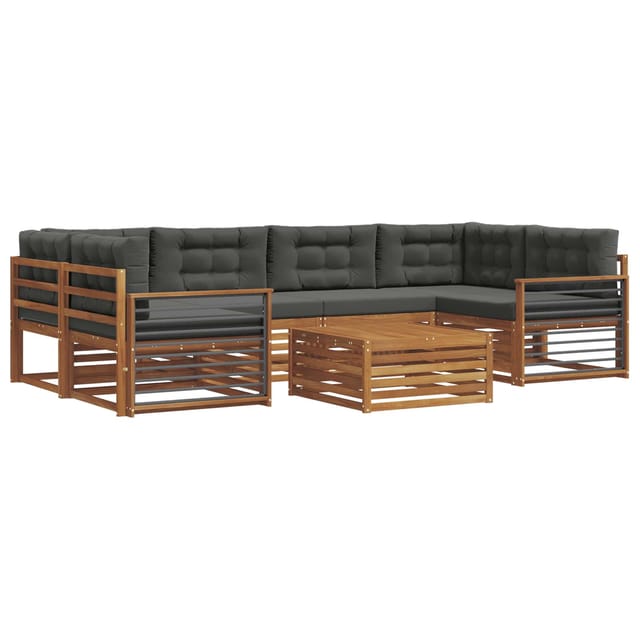 vidaXL Outdoor-Sofagarnitur mit Kissen 8-Tlg Natur und Anthrazit 3373112