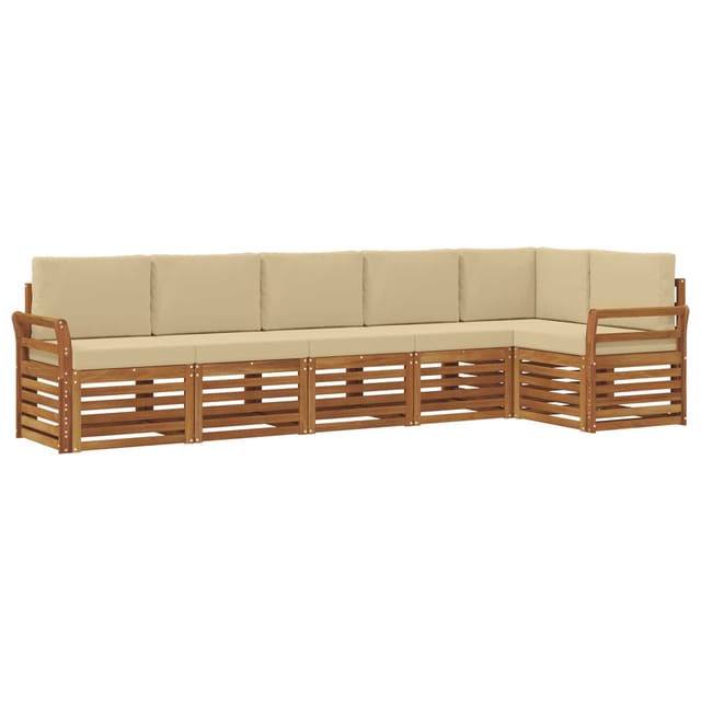 vidaXL Sofagarnituren 6 Tlg Natur und Beige Massivholz Akazie 3374893