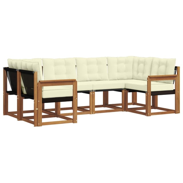 vidaXL Outdoor-Sofagarnitur mit Kissen 6-Tlg Natur und Creme 3368993