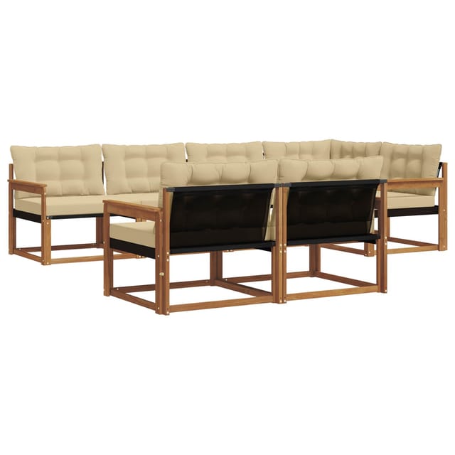 vidaXL Outdoor-Sofagarnitur mit Kissen 7-Tlg Natur und Beige 3369548