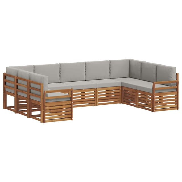 vidaXL Sofagarnituren 9 Tlg Natur und Hellgrau Massivholz Akazie 3375481