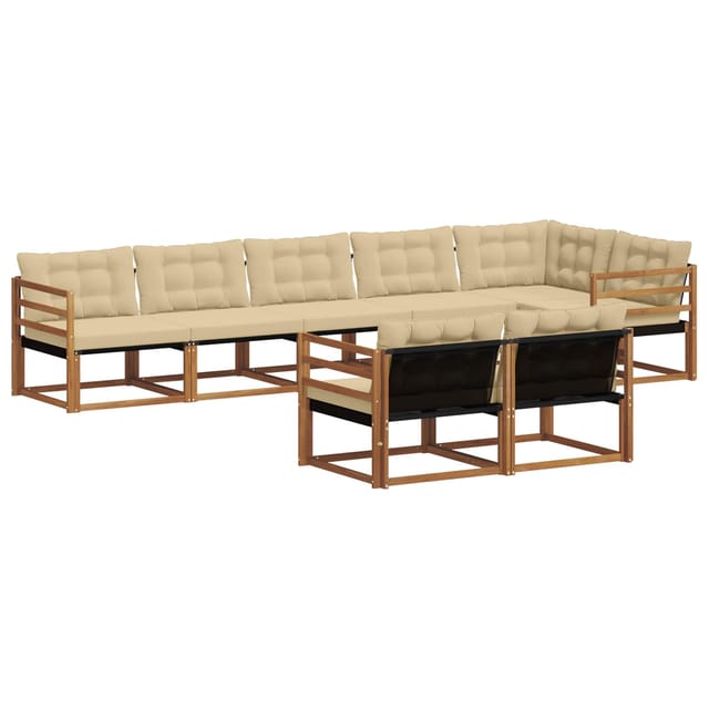 vidaXL Outdoor-Sofagarnitur mit Kissen 8-Tlg Natur und Beige 3369568