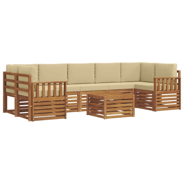 vidaXL Sofagarnituren 8 Tlg Natur und Beige Massivholz Akazie 3374523