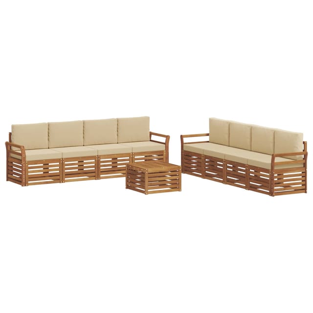 vidaXL Sofagarnituren 9 Tlg Natur und Beige Massivholz Akazie 3374573