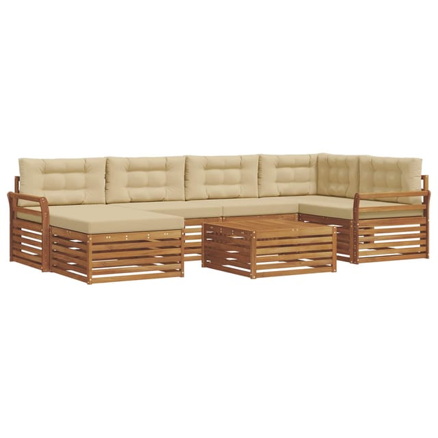 vidaXL Outdoor-Sofagarnitur mit Kissen 7-Tlg Natur und Beige 3373783