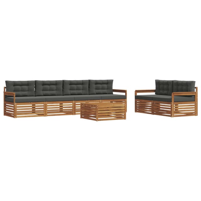 vidaXL Outdoor-Sofagarnitur mit Kissen 7-Tlg Natur und Anthrazit 3373047