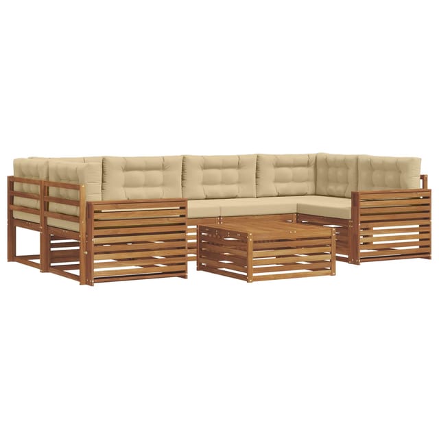 vidaXL Outdoor-Sofagarnitur mit Kissen 8-Tlg Natur und Beige 3373108