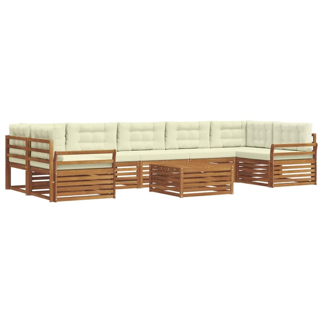 vidaXL Outdoor-Sofagarnitur mit Kissen 8-Tlg Natur und Creme 3373180