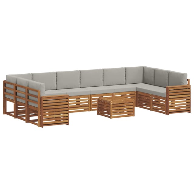 vidaXL Sofagarnituren 11 Tlg Natur und Hellgrau Massivholz Akazie 3375606