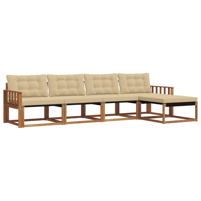 vidaXL Outdoor-Sofagarnitur mit Kissen 5-Tlg Natur und Beige 3369360