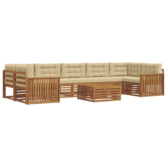 vidaXL Outdoor-Sofagarnitur mit Kissen 8-Tlg Natur und Beige 3373178
