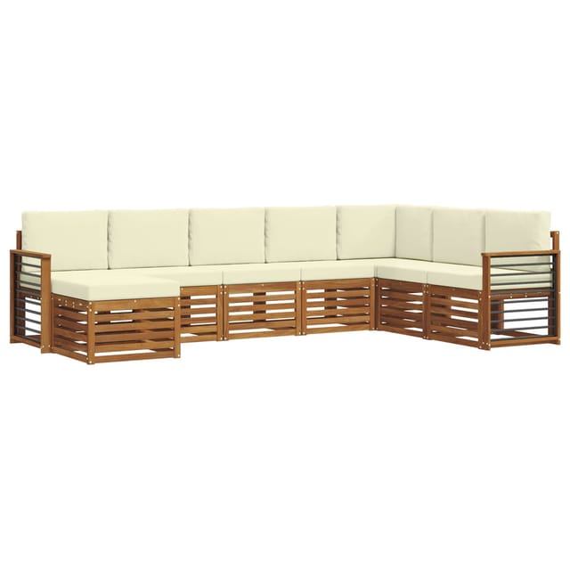 vidaXL Sofagarnituren 8 Tlg Natur und Creme Massivholz Akazie 3375300