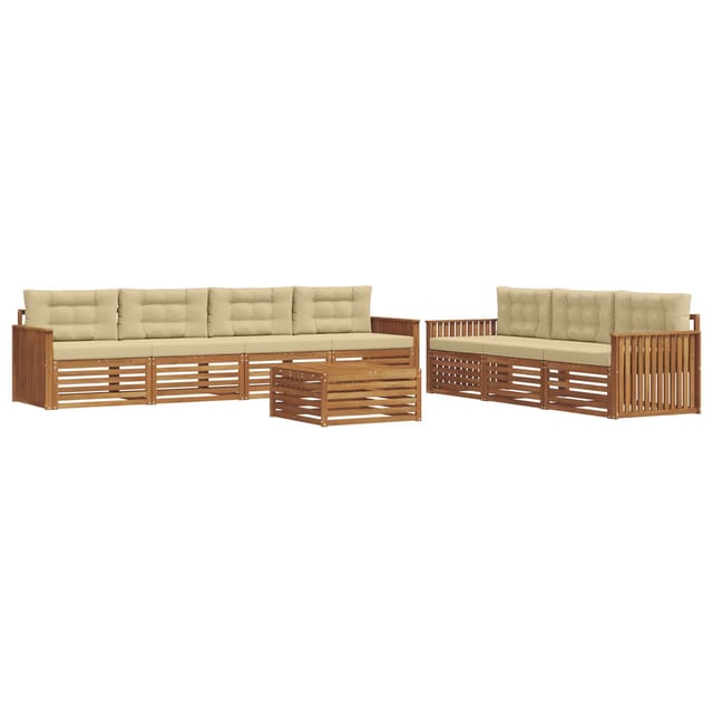 vidaXL Outdoor-Sofagarnitur mit Kissen 8-Tlg Natur und Beige 3373138