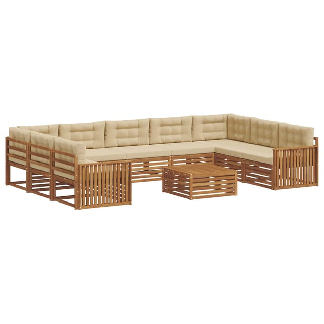 vidaXL Sofagarnituren 10 Tlg Natur und Beige Massivholz Akazie 3374168