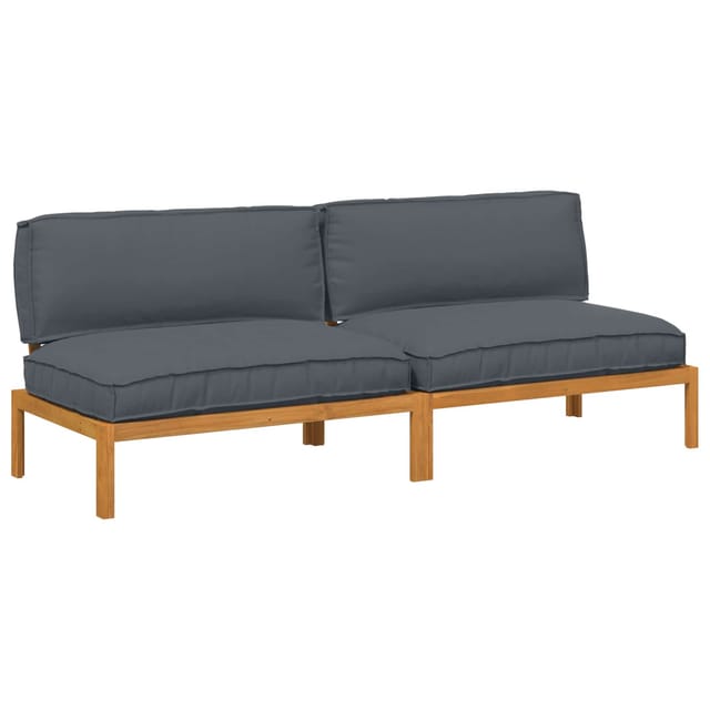 vidaXL Sofa Set mit Kissen Uni 2 Tlg Anthrazit Massivholz Akazie 3418216