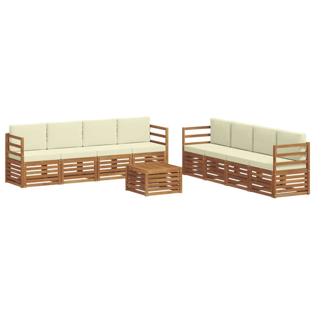 vidaXL Sofagarnituren 9 Tlg Natur und Creme Massivholz Akazie 3374550