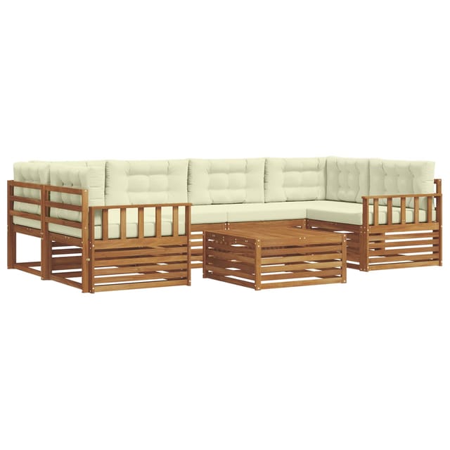 vidaXL Outdoor-Sofagarnitur mit Kissen 8-Tlg Natur und Creme 3373090
