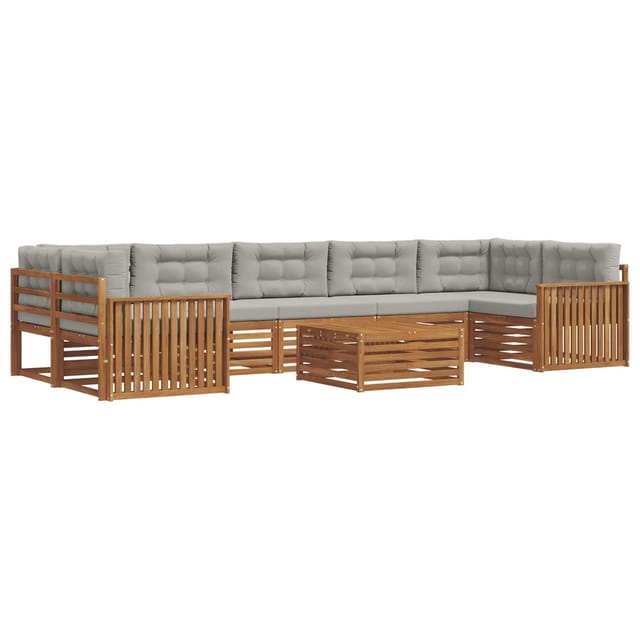 vidaXL Outdoor-Sofagarnitur mit Kissen 24-Tlg Natur und Hellgrau 3373176