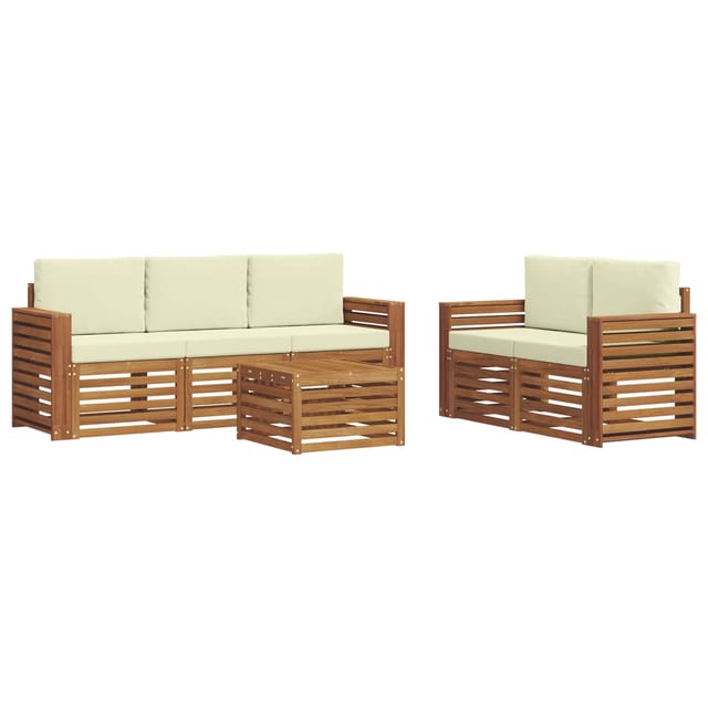 vidaXL Sofagarnituren 6 Tlg Natur und Creme Massivholz Akazie 3374375