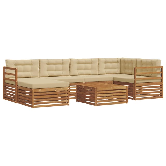 vidaXL Outdoor-Sofagarnitur mit Kissen 7-Tlg Natur und Beige 3373763