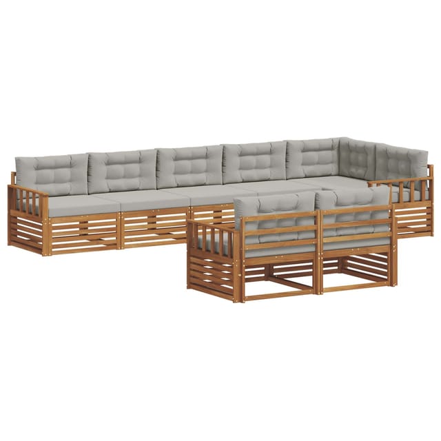 vidaXL Outdoor-Sofagarnitur mit Kissen 25-Tlg Natur und Hellgrau 3373651